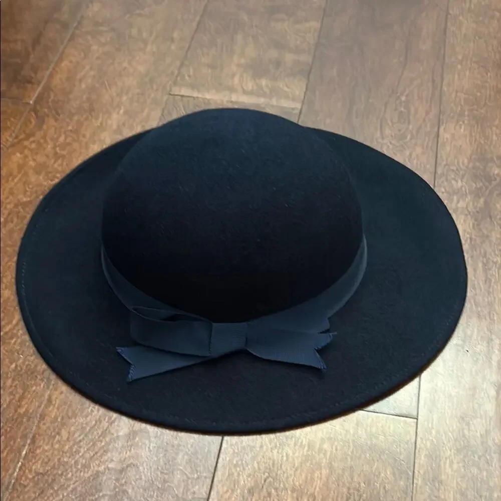 Vintage Dark Navy The Field Company Wool Hat with Grosgrain Band and Bow